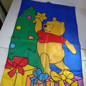Vintage DISNEY Winnie the Pooh Christmas Tree Presents Flag Outdoor Yard 28"x44"